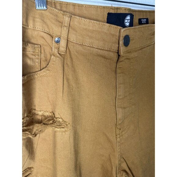 Jordan Craig Collin’s Distressed Caramel Brown Denim Jeans Size 42X32 - Picture 2 of 9